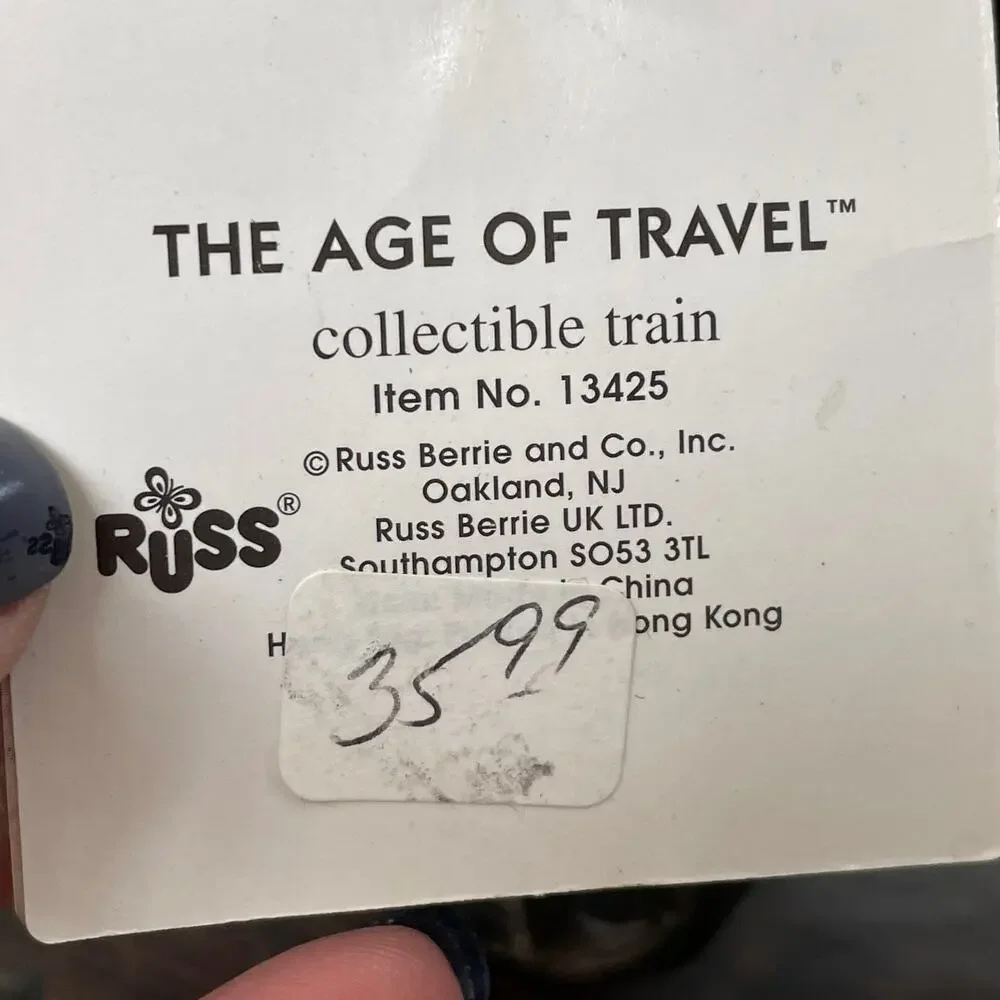 Vintage Cast Iron Locomotive Train Engine Russ Berrie Age of Travel 13425 TAGS